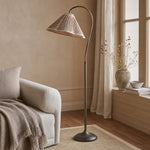 Bild in die Galerieansicht laden, Veslin Elegant Floral Gooseneck Floor Lamp - Floral Linen Shade Lamp for Living Room