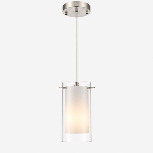 Suspension moderne à double verre avec finition chromée