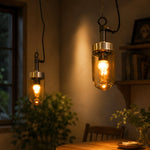 Cargar imagen en el visor de la Galería, Vintage industrial clear glass pendant light interior and detail image
