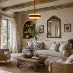Cargar imagen en el visor de la Galería, Vintage milk glass pendant light in a warm living room
