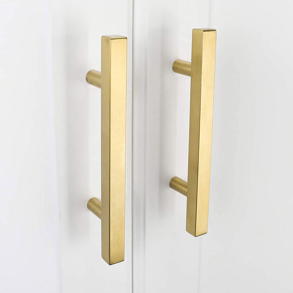 Gold Square Bar Cabinet Drawer Pulls – Modern Gold Cabinet Handles