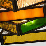 Cargar imagen en el visor de la Galería, Textured amber green and clear glass shade detail