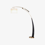Bild in die Galerieansicht laden, AstraLoop Moderne Bogen-Stehlampe mit Stoffschirm – Elegantes Schlankes Gebogenes Metall-Design für Innenräume