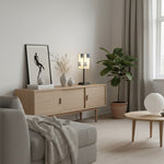 Afbeelding laden in galerijweergave, TF Manchester vierkante tafellamp - geometrisch glas en metaal voor slaapkamer en woonkamer