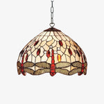 Afbeelding laden in galerijweergave, TF Dragonfly Blauwe Tiffany Plafondlamp – Art Nouveau Glas-in-Lood Hanglamp voor Woonkamer