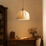 Load image into Gallery viewer, Vintage lace fabric pendant light over a console table