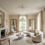 Cargar imagen en el visor de la galería, Lámpara colgante Blossine de lino con borde ondulado - Pantalla en capas y dosel de metal rústico a moderno