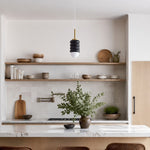 Cargar imagen en el visor de la Galería, Iron Pendant Lamp with Ribbed Shade - Cream Style Light for Bedroom