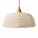Załaduj obraz do przeglądarki galerii, Handwoven hemp fabric dome pendant light on a white background