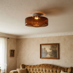 Afbeelding laden in galerijweergave, Ripplara Water Ripple Glass Plafondlamp met Vintage Stijl – Opbouwontwerp voor Slaapkamer