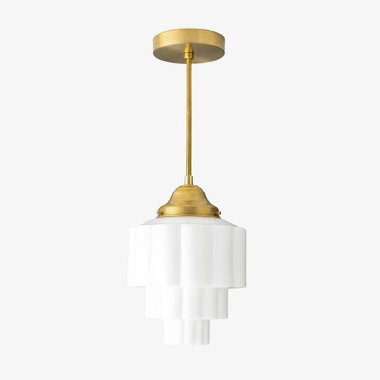 Lámpara Colgante Clásica Geotower con Cristal Blanco Lechoso para Pasillos y Dormitorios