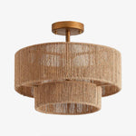 Afbeelding laden in galerijweergave, Tiered rattan semi-flush ceiling light