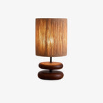 Cargar imagen en el visor de la Galería, Walnut color natural wabi sabi table lamp with hemp rope shade
