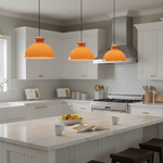 Load image into Gallery viewer, Glebe Glossy Glass Dome Pendant Lamp – Industrial Orange Hanging Light for Kitchen and Dining Room