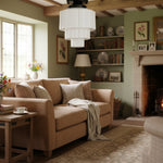 Load image into Gallery viewer, Geotower Glass Brass Ceiling Light – Art Deco Ribbed Globe Flush Mount