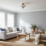 Afbeelding laden in galerijweergave, TF Astoria Decoratief Glas-in-Lood Semi Opbouwlamp – Art Deco Plafondarmatuur voor Entrees & Lounges