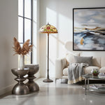 Afbeelding laden in galerijweergave, TF Angelique stijl vloerlamp – handgemaakte glazen kap met warme sfeer