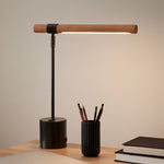Load image into Gallery viewer, Moss Modern Linear Wood LED Table Lamp – Adjustable Swivel, USB Charging