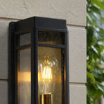 Carica l'immagine nella visualizzazione Galleria, Clear glass shade and outdoor wall sconce detail