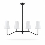 Load image into Gallery viewer, Strellux linear chandelier in black finish with white shades