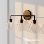 Load image into Gallery viewer, Merin Metal & Glass Sculptural Wall Sconce for Vanity & Bathroom