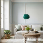 Load image into Gallery viewer, Clinco Dual-Layer Nested Metal Shades Colorful Pendant Light for Dining & Entryway