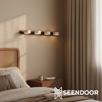 Afbeelding laden in galerijweergave, Elias Rustieke Verstelbare Travertijn Houten Wandlamp