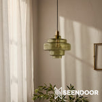 Load image into Gallery viewer, Bauhaus Vintage Style Colorful Glass Pendant Light Chrome Accent