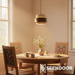 Bild in der Galerieansicht laden, Aksel Vintage Zylindrische Travertin Pendelleuchte