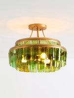 Afbeelding laden in galerijweergave, Verdura Glas Semi-Opbouwarmatuur - Elegante Groene Glazen Plafondlamp