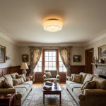 Afbeelding laden in galerijweergave, Dretta Vintage Klassieke Ronde Plafondlamp - Gesculpteerde Kunstglas Verlichtingsarmatuur voor Woonkamer U02