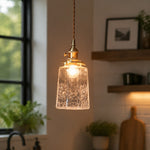Afbeelding laden in galerijweergave, Japanse vintage hanglamp van craqueléglas