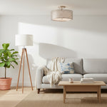 Charger l'image dans la visionneuse de la galerie, Plafonnier encastré Liorin 3 lumières maillage géométrique - Lampe en tissu métallique pour salon ou couloir