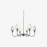 Afbeelding laden in galerijweergave, Clarione Art Deco 6-licht lineaire kroonluchter met mondgeblazen glazen kapjes voor keuken