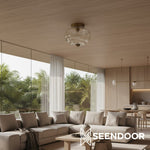 Load image into Gallery viewer, Vintage Eloise Milk Glass Flush Mount Ceiling Light - Vintage Charm Soft Glow