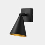 Bild in die Galerieansicht laden, Single-head black adjustable cone wall lamp on square backplate
