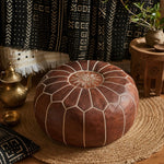Bild in die Galerieansicht laden, brown Moroccan pouf room scene