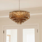 Afbeelding laden in galerijweergave, Aurevon Kristallen Prisma Metalen Frame Moderne Plafondkroonluchter voor Huis en Hotel