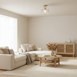 Afbeelding laden in galerijweergave, Rivora Geribbelde Glazen Semi-Opbouw Plafondlamp - Moderne Boerderijstijl Plafondlamp voor Slaapkamer en Hal U09