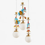 Cargar imagen en el visor de la Galería, Three light unicorn chandelier with colorful horse figures