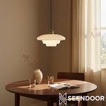 Cargar imagen en el visor de la Galería, Lámpara colgante de vidrio opalino Daphne – Lámpara colgante moderna y minimalista para cocina y comedor