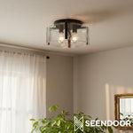 Afbeelding laden in galerijweergave, Lucien Moderne Golfglas Trommel Plafondlamp