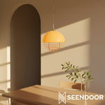 Load image into Gallery viewer, Sunset Bauhaus Disc Hanging Lamp – Warm Sunset Glow Pendant for Living Room and Lounge S1