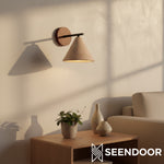 Afbeelding laden in galerijweergave, Travertijn Wandlamp - Natuurlijke Steen Wandlamp met Afgeronde Kap