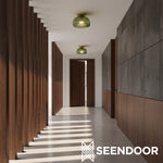 Load image into Gallery viewer, Ixionis Stained Engraved Pattern Glass Flush Mount Ceiling Light