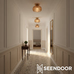 Load image into Gallery viewer, Ixionis Stained Engraved Pattern Glass Flush Mount Ceiling Light