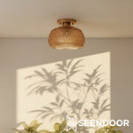 Load image into Gallery viewer, Ixionis Stained Engraved Pattern Glass Flush Mount Ceiling Light