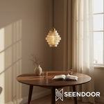 Bild in der Galerieansicht laden, Amara Nordic gestreifte Buntglas-Flaschen-Hängeleuchte