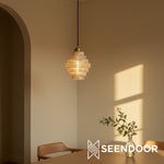 Bild in der Galerieansicht laden, Amara Nordic gestreifte Buntglas-Flaschen-Hängeleuchte