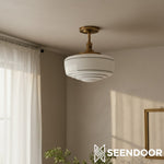 Afbeelding laden in galerijweergave, Talos Mid-Century Modern Ronde Glazen Opbouwlamp